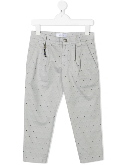 Dondup Kids' Polka-dot Straight Chinos In Grey