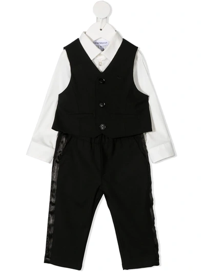 Emporio Armani Babies' Three-piece Suiting Set In Black