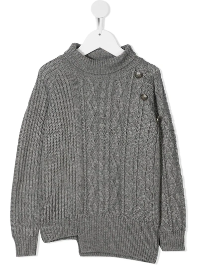 Dondup Kids' Cable Knit Jumper In Grey