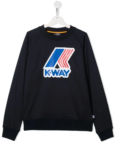 K-way Teen Logo-print Sweatshirt In Blue