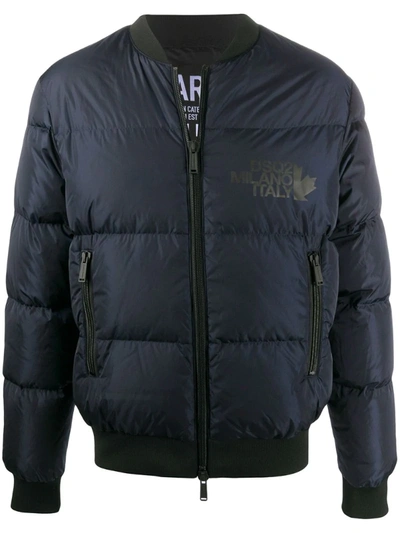 Dsquared2 Dsq2 Milano Italy Puffer Bomber Jacket In Blue