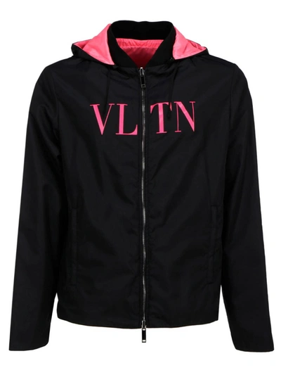 Valentino Reversible Hooded Jacket In Black