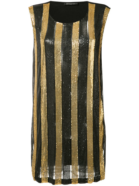 black and gold striped dress