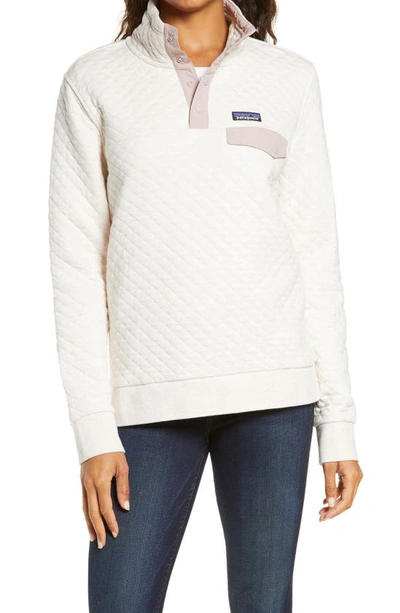 Patagonia Snap-t(r) Quilted Pullover In Dyno White W/ Hazy Purple