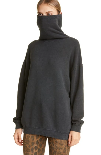R13 Maskup Face Mask French Terry Sweatshirt In Black