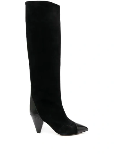 Isabel Marant Leoul High Heels Boots In Black Suede