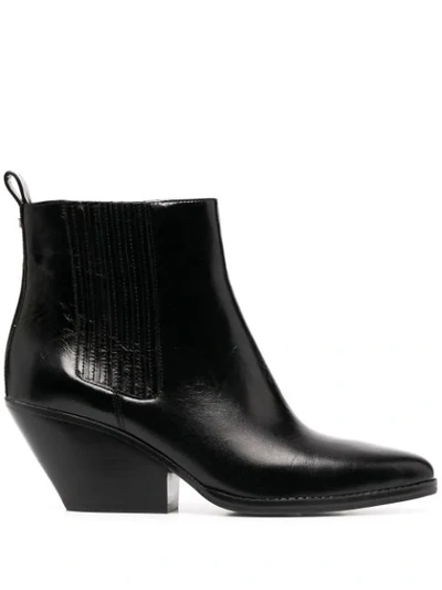 Michael Kors Sinclair Texan Ankle Boots In Black Leather