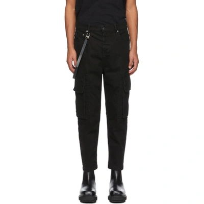 Helmut Lang Cropped Cargo Pants In Black Cotton