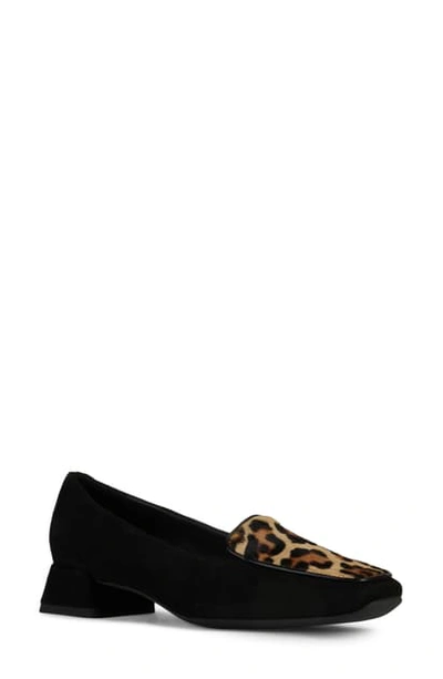 Geox Vivyanne Square Toe Loafer Pump In Black/ Dark Sand