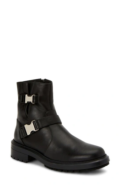 Aquatalia Lillie Leather Motorcycle Boot In Black