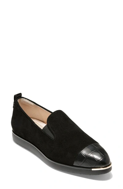Cole Haan Grand Ambition Slip-on Sneaker In Black Eco Flora Suede