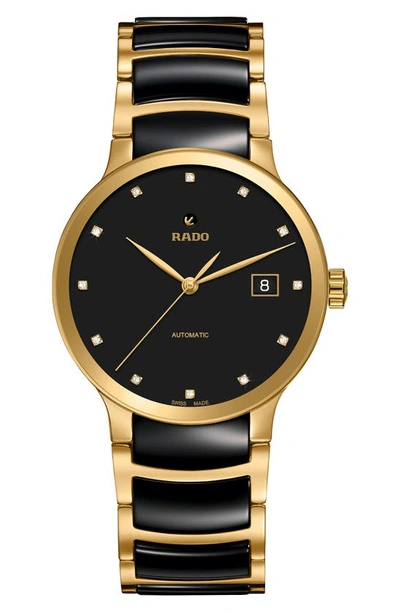 Rado Centrix Automatic Diamond Ceramic Bracelet Watch, 28mm In Black