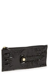 Brahmin Melbourne Croc Embossed Leather Card Wallet In Black
