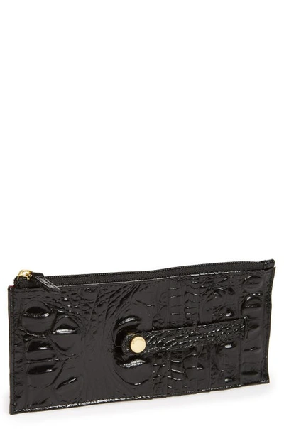Brahmin Melbourne Croc Embossed Leather Card Wallet In Black