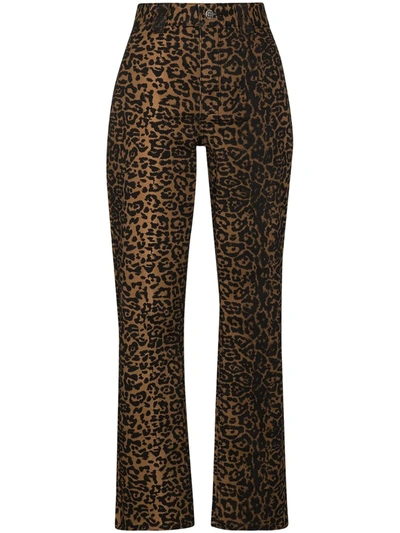 Ksubi Dynamo Leopard-print High-rise Straight-leg Jeans In Braun