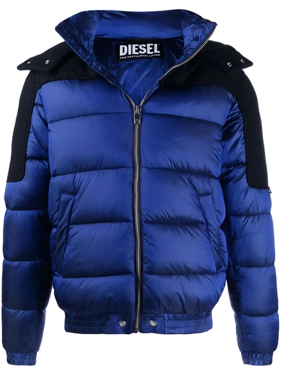 Diesel Padded Zip-up Jacket In Blue