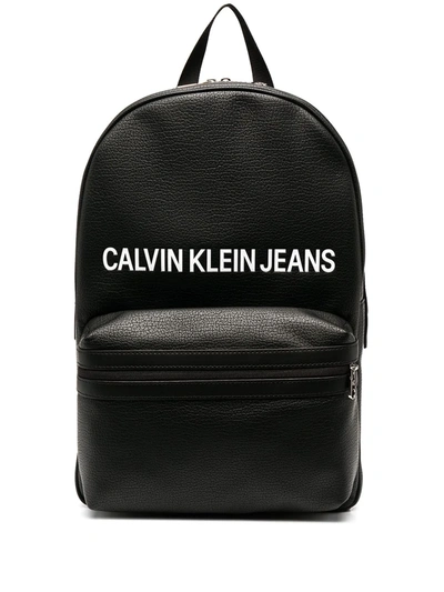 Calvin Klein Logo Print Backpack In Black
