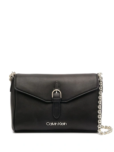Calvin Klein Chain-link Strap Shoulder Bag In Black