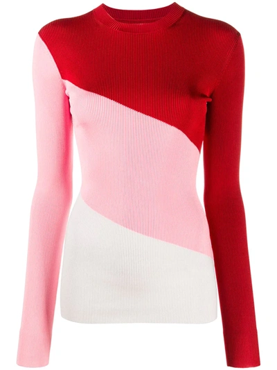 Peter Do Colour-block Ribbed Top In Red