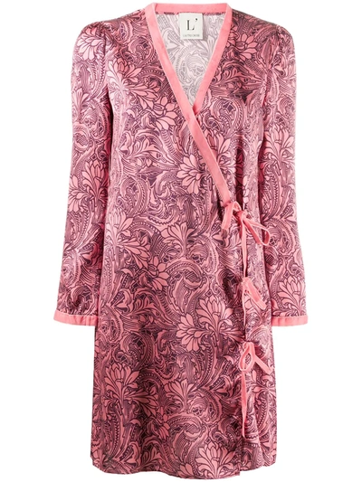 L'autre Chose Silk Wrap Dress In Pink