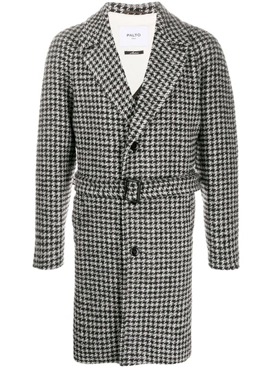 Paltò Single-breasted Check Coat In Black