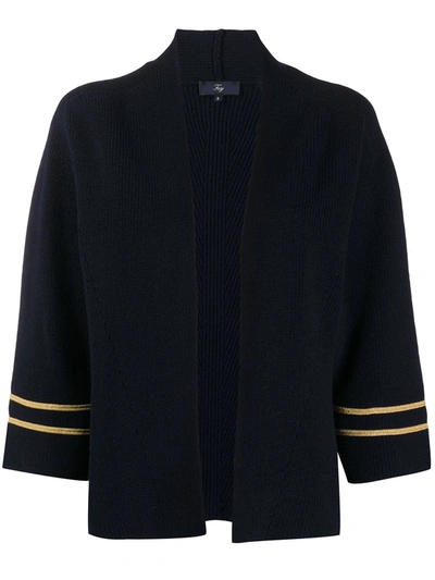 Fay Stripe-trim Cardigan In Blue