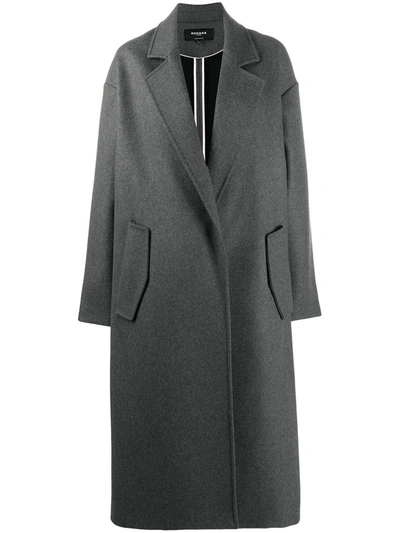 Rochas Oversized Concealed Fastening Coat In Grey