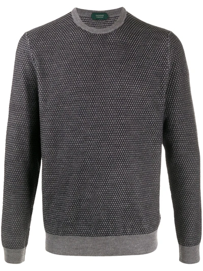 Zanone Two-tone Knitted Jumper In Grey