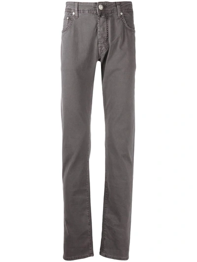 Jacob Cohen Handkerchief-detail Straight-leg Trousers In Grey