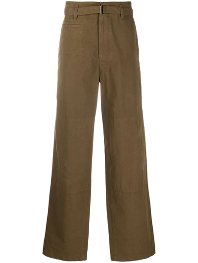 Lemaire Belted Waist Trousers In Brown