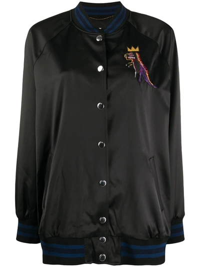 Coach Embroidered Bomber Jacket In Black