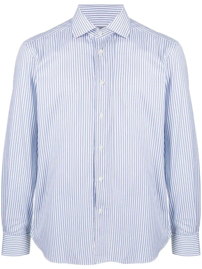 Corneliani Striped Button-up Shirt In White