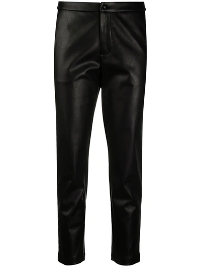 Liu •jo Faux Leather Cropped Trousers In Black