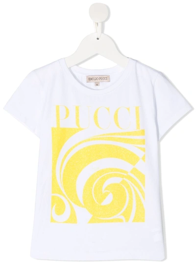 Emilio Pucci Junior Kids' Fortuna Logo Print T-shirt In White