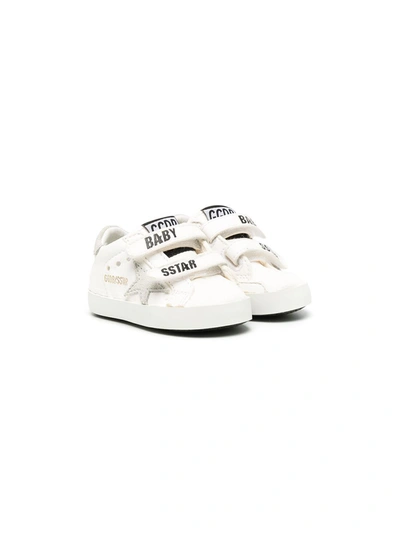 Golden Goose Babies' Touch Strap Logo Print Sneakers In White/ Ice