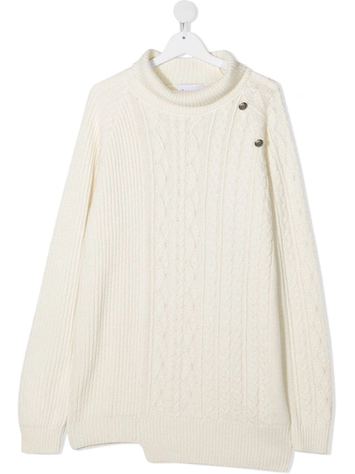 Dondup Teen Cable Knit Jumper In White