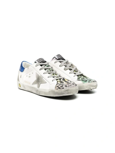 Golden Goose Teen Leopard-print Star Patch Trainers In White