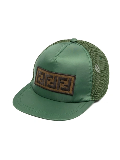 Fendi Kids' Logo Patch Cap In Green