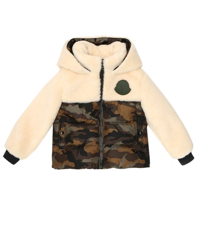 Moncler Kids' Falcon Faux Fur Down Jacket In Neutrals