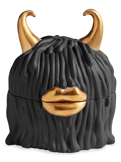 L'objet Haas Lynda 5-piece 24k Gold & Porcelain Monster Box & Plate Set In Black