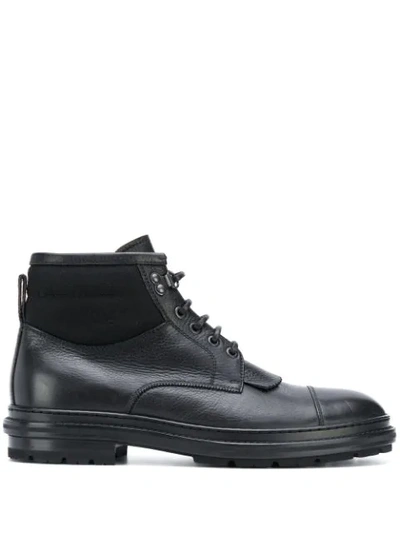 Ermenegildo Zegna Lace-up Ankle Boots In Black