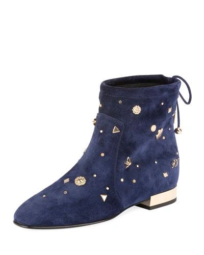 Roger Vivier New Polly Astre Stud Bootie, Navy