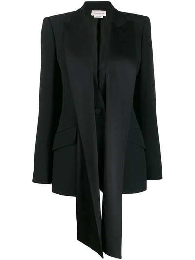 Alexander Mcqueen Asymmetric-drape Double-breasted Jacket In Black ...