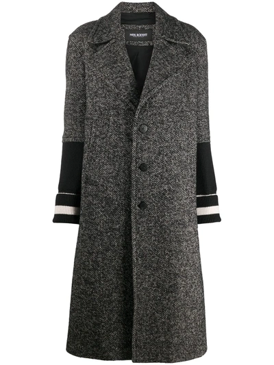 Neil Barrett Barbed Sleeves Coat Jumper Grey Wool In Black