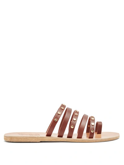 Ancient Greek Sandals Niki Nails Embellished Leather Sandals In Brown
