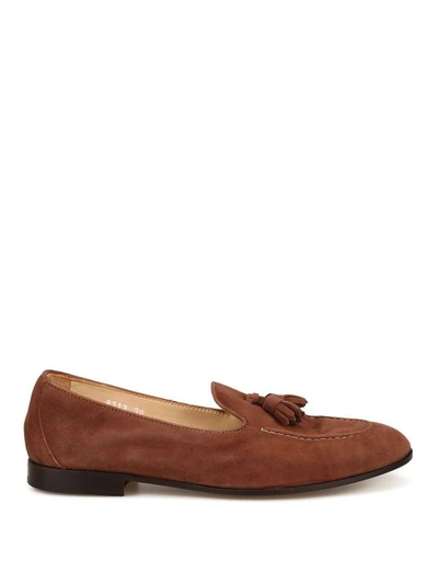 Doucal's Roger Tobacco Suede Loafers In Brown