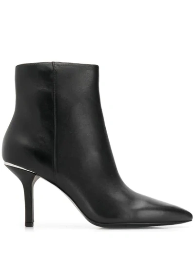 Michael Kors Katerina High Heels Ankle Boots In Black Leather