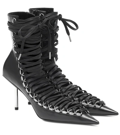 Balenciaga Black Corset 80 Leather Ankle Boots