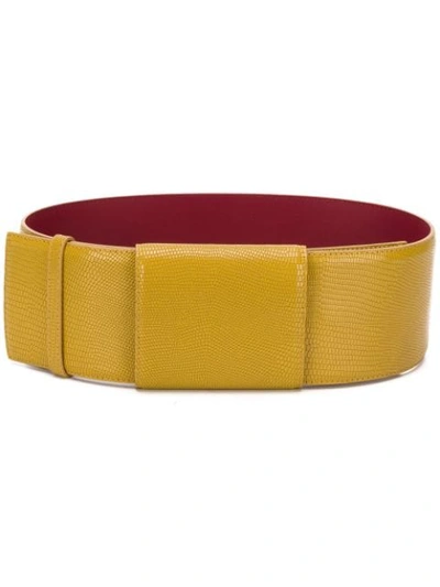 Marni Wide Leather Belt In Yellow