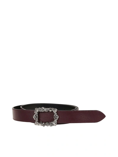 Alexander Mcqueen Skull Frame Buckled Belt In Burgundy